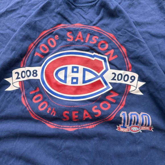 MONTREAL CANADIENS Blue 100th Season T-Shirt 2008-2009 - L - Picture 8 of 8